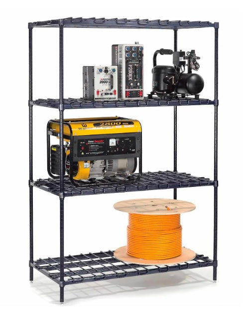 Nexel® 4 Shelf, Nexelon® Blue Heavy Duty Wire Shelving Unit, Starter, 48"W x 24"D x 63"H - PuriLite