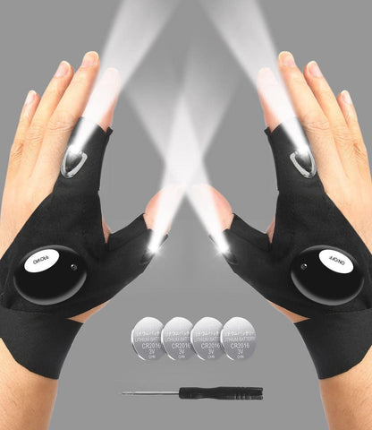 LED Flashlight Gloves for Men & Women – Hands-Free Finger Light Gloves for Fishing, Camping, DIY, Repairs, Night Work - PuriLite
