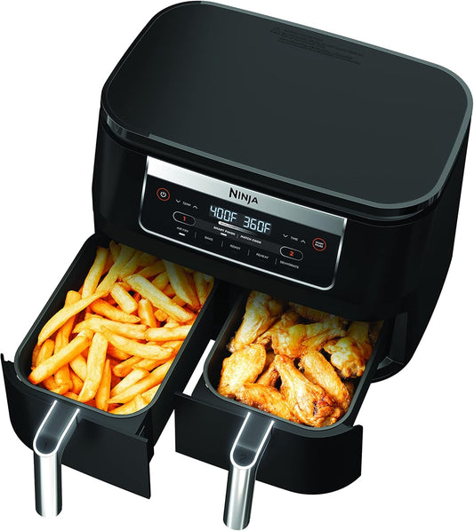 Ninja Foodi DZ090C 5-in-1, 6-qt. 2-Basket Air Fryer with DualZone Technology, Black - PuriLite