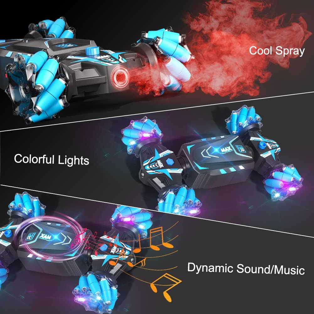 Hand Controlled Gesture RC Stunt Car – 4WD Remote Control Spray Car – 360° Double-Sided Rotation – Lights Music Off-Road Vehicle - PuriLite