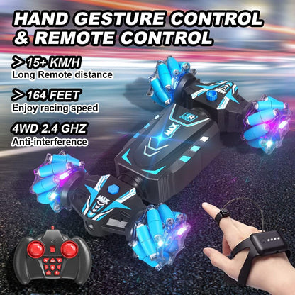 Hand Controlled Gesture RC Stunt Car – 4WD Remote Control Spray Car – 360° Double-Sided Rotation – Lights Music Off-Road Vehicle - PuriLite