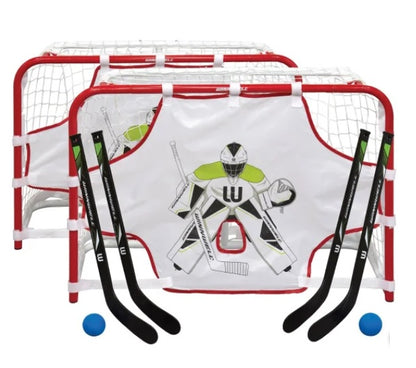 Winnwell Double Mini Quiknet Hockey Set - 2 Mini Sticks & 2 Balls - PuriLite