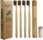 Gaia Guy Bamboo and Horsehair Bristle Toothbrush (4 Pack) + Travel Case & Silk Dental Floss | 100% Compostable Bristles and Floss | Eco-Friendly Dental Set | Biodegradable Wooden Toothbrushes