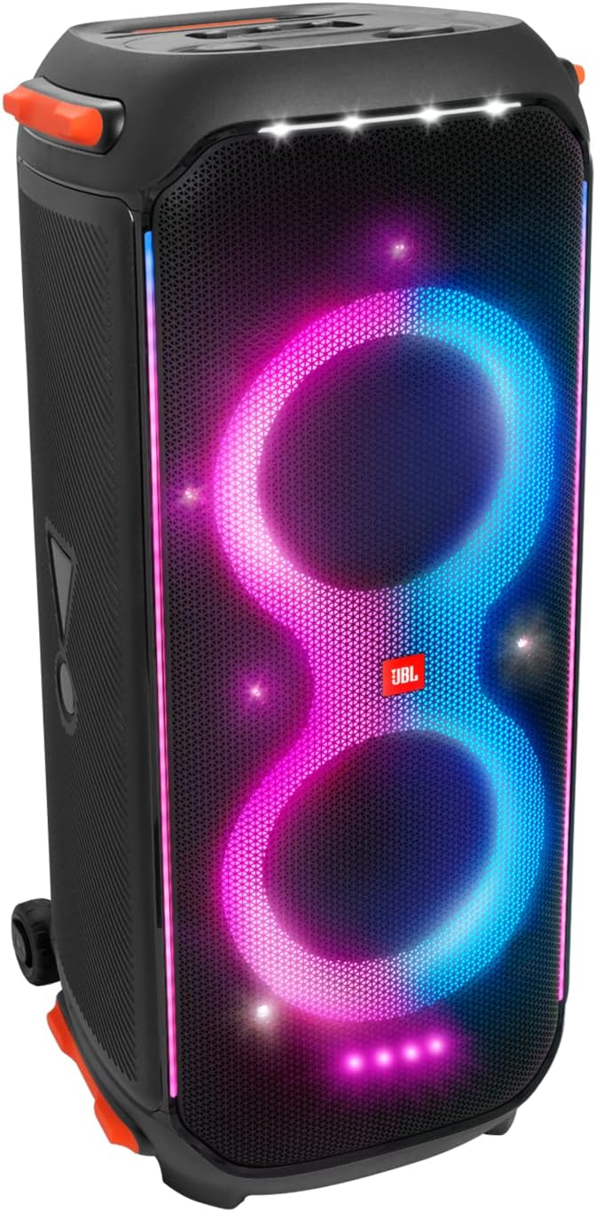 JBL PartyBox 710 Party Speaker with Powerful Sound, Built-in Lights and Extra deep bass, IPX4 splashproof, App/Bluetooth connectivity, Made for everywehere with a Handle and Built-in Wheels (Black)