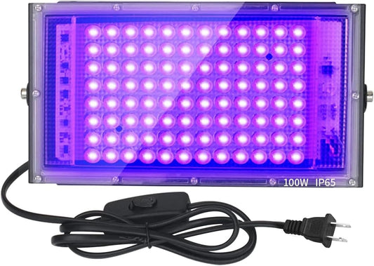 100W LED UV Black Light, Black Lights for Glow Party, IP65 Waterproof Black Light, for Black Light Party, Stage Lighting, Halloween, Fluorescent Poster, Neon Glow, Body Paint