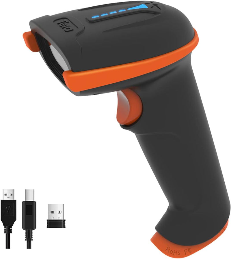 Tera Barcode Scanner Wireless 1D Laser Cordless Barcode Reader with Battery Level Indicator, Versatile 2 in 1 2.4Ghz Wireless and USB 2.0 Wired