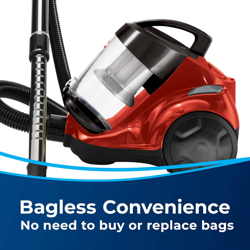 Bissell - Canister Vacuum Cleaner - Zing Bagless - Lightweight Compact - Straight Suction - Hard Floor and Low-Pile Carpet | 21565