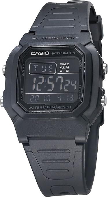 Casio Men's Quartz Watch with Resin Strap, Black, 17 (Model: W-800H-1BVCF)