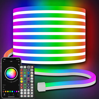 AILBTON Led Neon Rope Lights 32.8Ft,Control with App/Remote,Flexible Led Rope Lights,Multiple Modes,IP65 Outdoor RGB Neon Lights Waterproof,Music Sync Gaming Led Neon Strip Lights for Bedroom