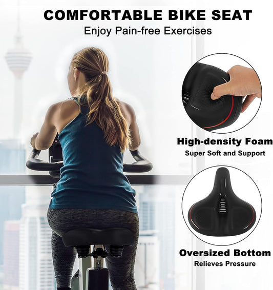TONBUX Oversized Bike Seat for Men Women Comfort,Wide Bike Seat Cushion Replacement, Breathable Corfortable Bicycle Seat Saddle Compatible with Peloton/Exercise/Stationary/Electric/Cruiser Bikes
