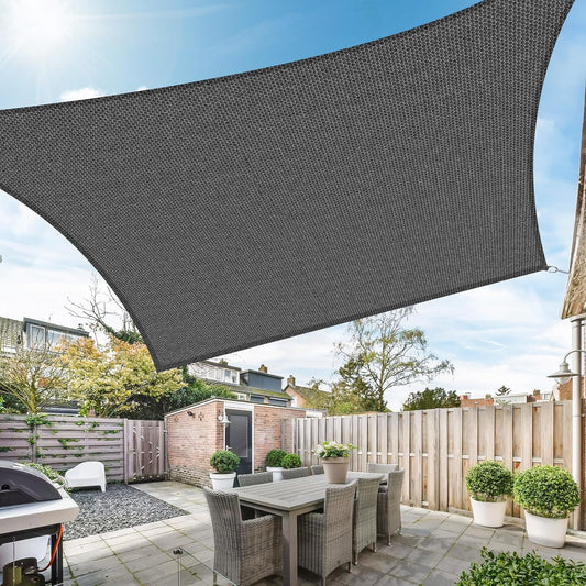 Duerer Sun Shade Sail Canopy 12' x 16' Rectangle, 95% UV Block, Permeable 185GSM Sail Shade Cover for Patio, Garden, Pergola, Backyard, Outdoor Facility & Activities -Anthracite