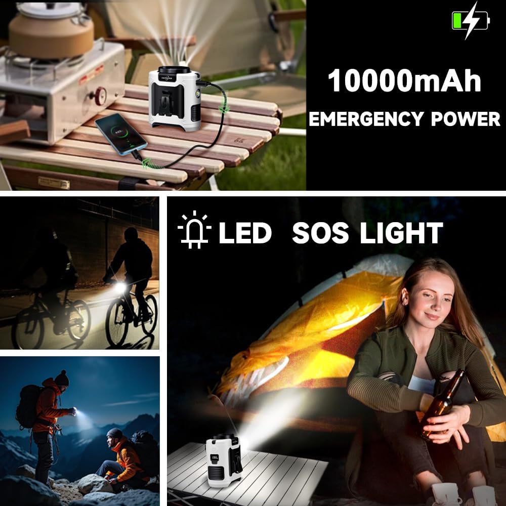 10000mAh Waist Clip Fan Wearable Fan Portable Personal Body Powerful Upto 40H Cooling and Heatstroke Prevention (10000mAh / White and Black)