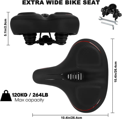 TONBUX Oversized Bike Seat for Men Women Comfort,Wide Bike Seat Cushion Replacement, Breathable Corfortable Bicycle Seat Saddle Compatible with Peloton/Exercise/Stationary/Electric/Cruiser Bikes
