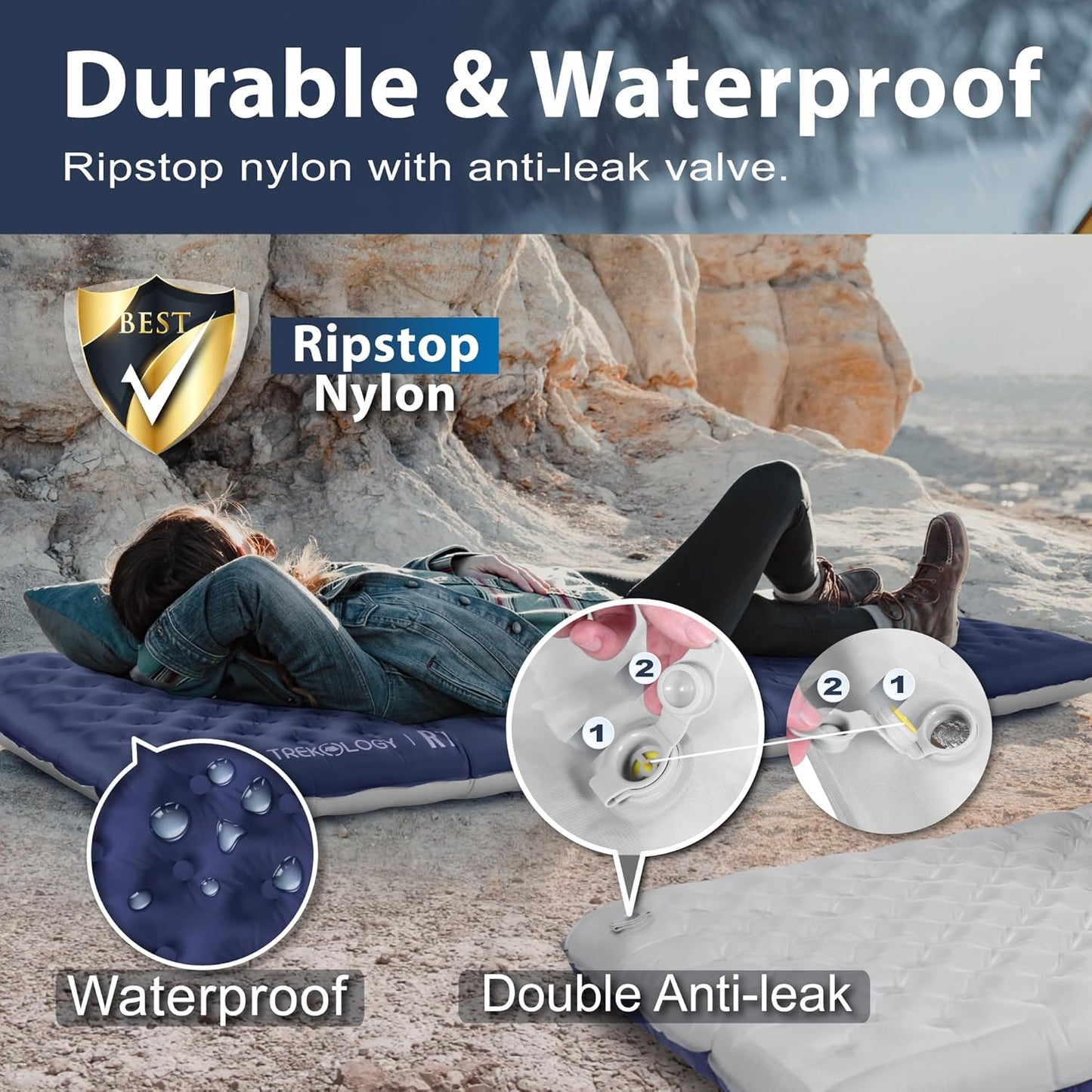TREKOLOGY UL R7 Ultralight Sleeping Pad – R-Value 7.2, Insulated Camping Mattress for 4-Season Comfort, Inflatable Sleeping Pad for Backpacking, Hiking, Winter Camping, Compact & Lightweight Sleep Mat