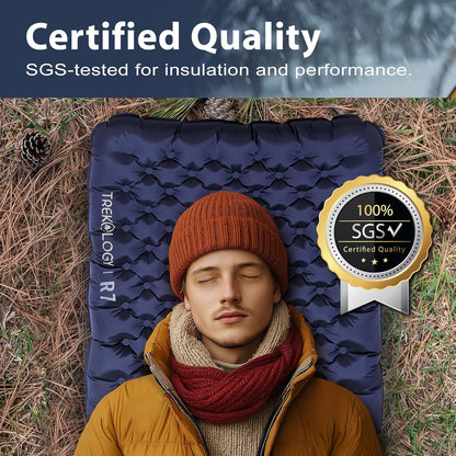 TREKOLOGY UL R7 Ultralight Sleeping Pad – R-Value 7.2, Insulated Camping Mattress for 4-Season Comfort, Inflatable Sleeping Pad for Backpacking, Hiking, Winter Camping, Compact & Lightweight Sleep Mat
