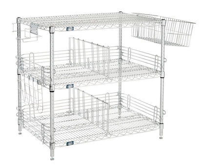 Nexel® 3 Shelf, Chrome To Go Wire Shelving Unit, 24"W x 21"D x 34"H - PuriLite