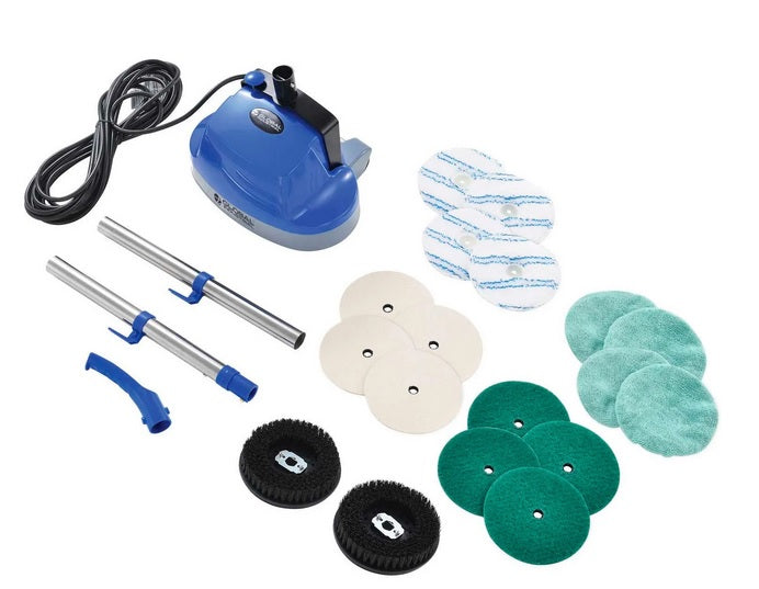 Global Industrial™ Mini Floor Scrubber With Floor Pads, 11" Cleaning Path