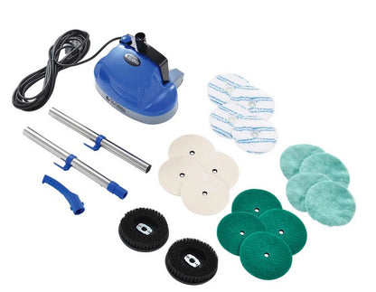 Global Industrial™ Mini Floor Scrubber With Floor Pads, 11" Cleaning Path