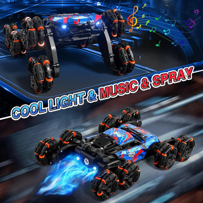 8WD Gesture Sensing RC Stunt Car – Spider Hand Controlled Remote Control Car – Double-Sided Climbing Drift Toy with Spray Lights Music – 2.4GHz Off-Road RC Car for Kids Ages 6–13 - PuriLite