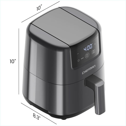 CHEFMAN 2 Qt Mini Air Fryer – Digital Space-Saving Compact Air Fryer with Nonstick and Dishwasher Safe Basket, Quick & Easy Meals in Minutes, Features Digital Timer and Shake Reminder – Grey - PuriLite
