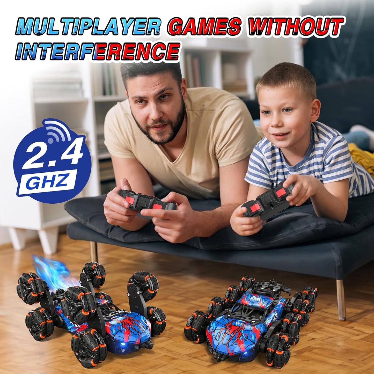 8WD Gesture Sensing RC Stunt Car – Spider Hand Controlled Remote Control Car – Double-Sided Climbing Drift Toy with Spray Lights Music – 2.4GHz Off-Road RC Car for Kids Ages 6–13 - PuriLite