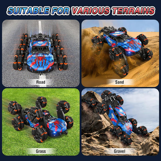 8WD Gesture Sensing RC Stunt Car – Spider Hand Controlled Remote Control Car – Double-Sided Climbing Drift Toy with Spray Lights Music – 2.4GHz Off-Road RC Car for Kids Ages 6–13 - PuriLite