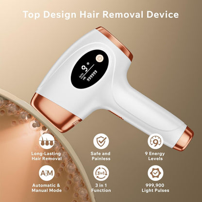 Aopvui Laser Hair Removal for Women and Men, Safe & Nearly Painless Laser Hair Removal Device, At-Home Permanent IPL Hair Removal for Armpits Arms Legs Back Bikini Line & Whole Body Use