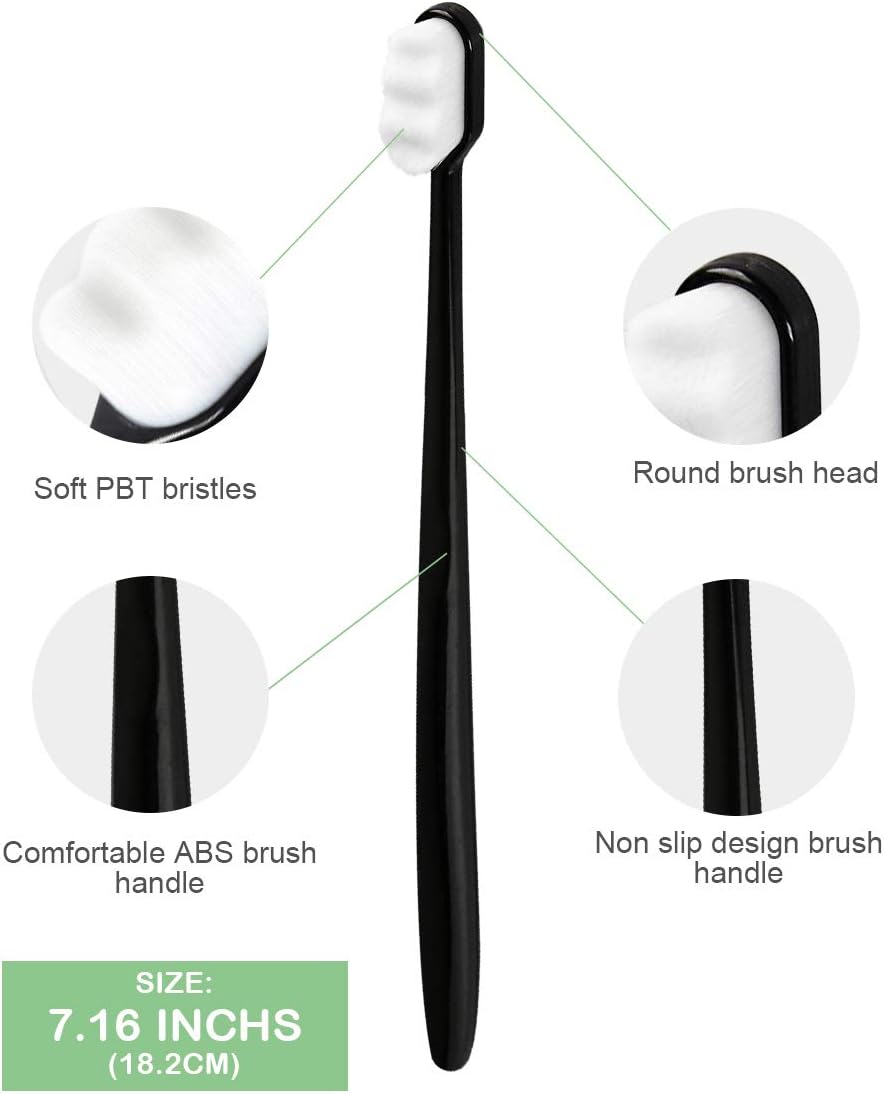 EasyHonor Extra Soft Toothbrush For Sensitive Gums, Micro-Nano Manual Toothbrush with 20000 Soft Floss Bristles 6 packs(white bristles)