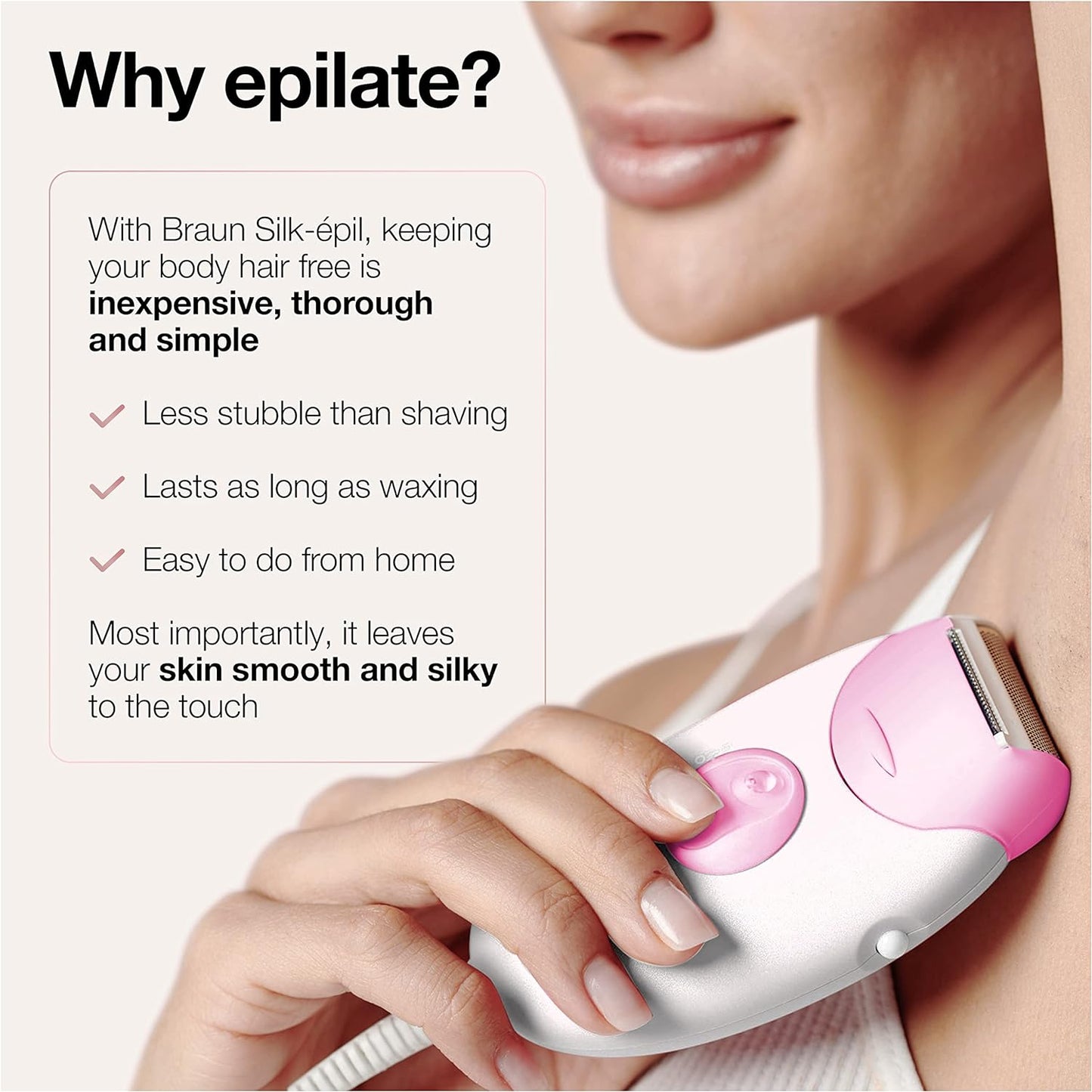 Braun Silk-épil 3 3-270, Epilator for Women for Long-Lasting Hair Removal, 20 Tweezer system, Smartlight Technology, Massage rollers, Shaver and Trimmer Head Included
