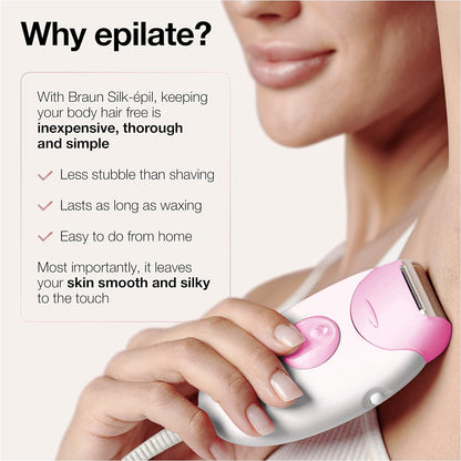 Braun Silk-épil 3 3-270, Epilator for Women for Long-Lasting Hair Removal, 20 Tweezer system, Smartlight Technology, Massage rollers, Shaver and Trimmer Head Included