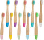 Bamboo Toothbrush, Charcoal Tooth Brush, Natural Wooden Toothbrushes, Soft Bristles Toothbrushes for Kids (Mixed Colors)10 Pcs