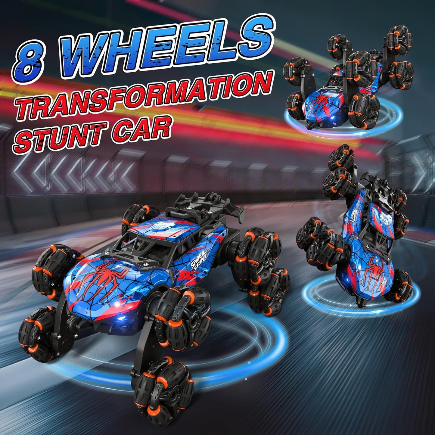 8WD Gesture Sensing RC Stunt Car – Spider Hand Controlled Remote Control Car – Double-Sided Climbing Drift Toy with Spray Lights Music – 2.4GHz Off-Road RC Car for Kids Ages 6–13 - PuriLite
