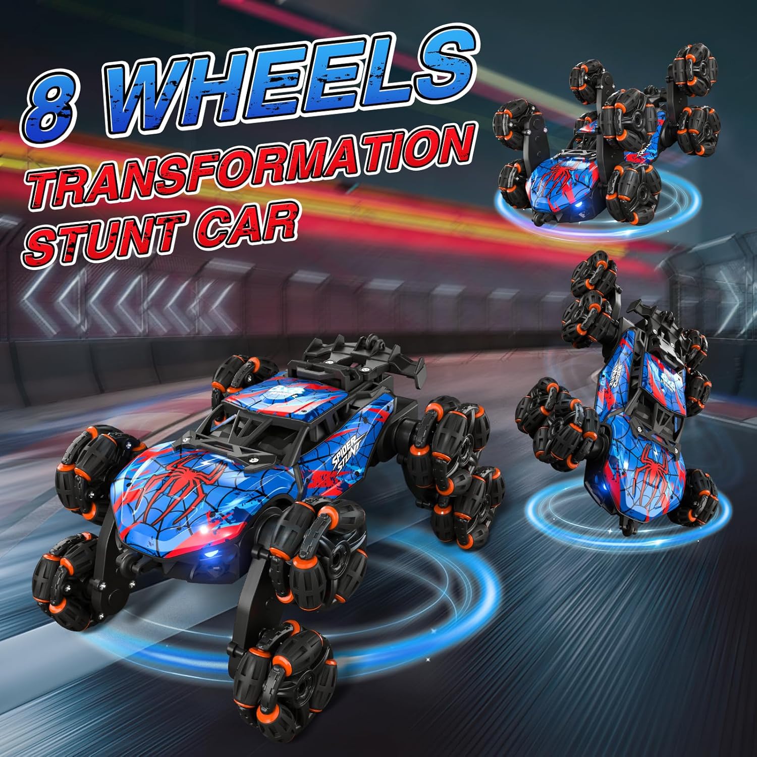 8WD Gesture Sensing RC Stunt Car – Spider Hand Controlled Remote Control Car – Double-Sided Climbing Drift Toy with Spray Lights Music – 2.4GHz Off-Road RC Car for Kids Ages 6–13 - PuriLite