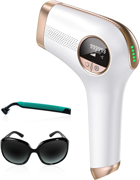 Finequin IPL Hair Removal Device, At-Home Red-light Epilator for Long-Lasting Hair Removal with Nearly Painless Treatment, Facial, Bikini & Whole Body Use