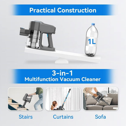 DEVOAC N300 Cordless Vacuum Cleaner, 6 in 1 Lightweight Stick Vacuum, 2200mAh Battery Up to 40mins Runtime, Powerful Handheld Vacuum for Hard Floor Rug Pet Hair Home Dorm (Blue)