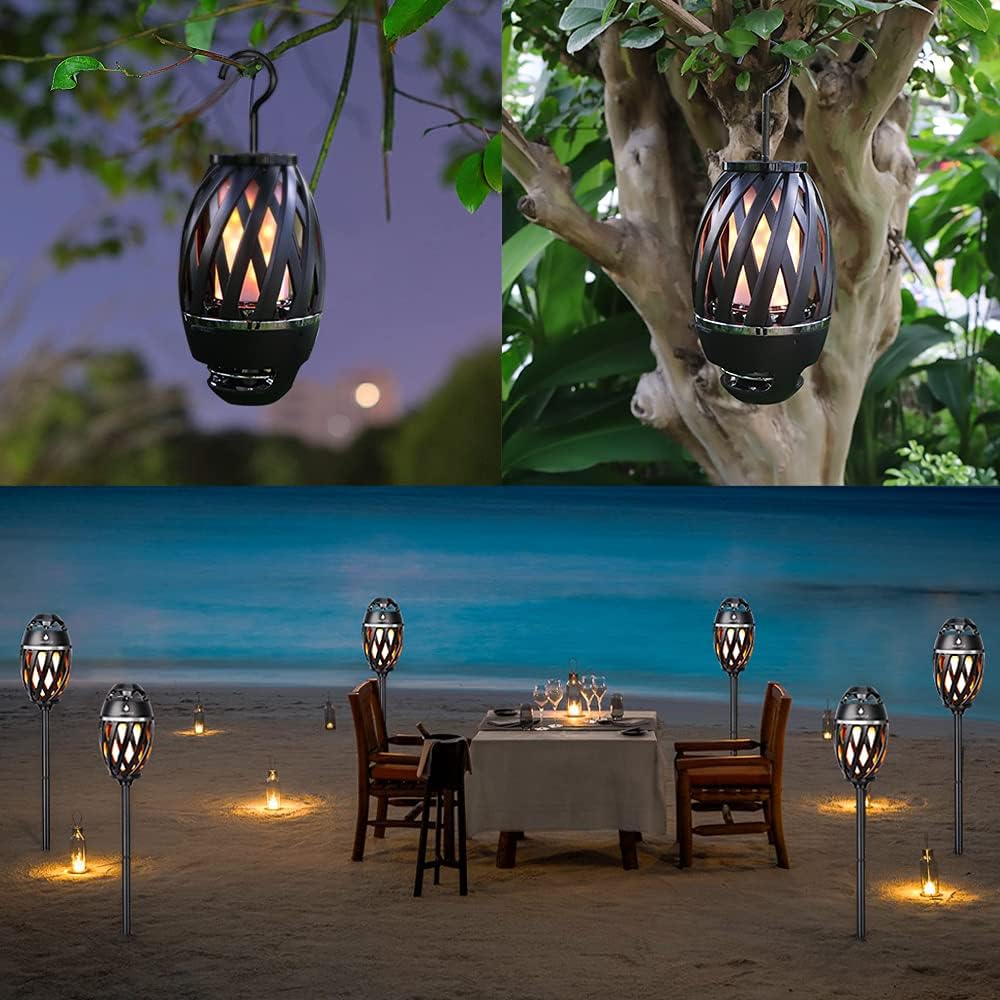 Outdoor Bluetooth Speakers with Flame Torch Light – Waterproof Wireless LED Flame Speakers – Loud Bass Stereo Sound – Set of 2 - PuriLite
