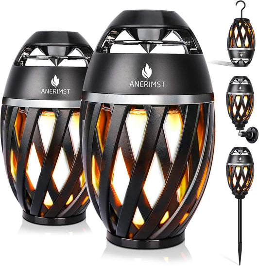Outdoor Bluetooth Speakers with Flame Torch Light – Waterproof Wireless LED Flame Speakers – Loud Bass Stereo Sound – Set of 2 - PuriLite