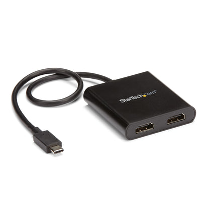 USB-C to Dual HDMI Adapter, USB Type-C Multi-Monitor MST Hub, Dual 4K 30Hz HDMI Laptop Display Extender / Splitter, HDR, Extra-Long Built-In Cable - Windows Only