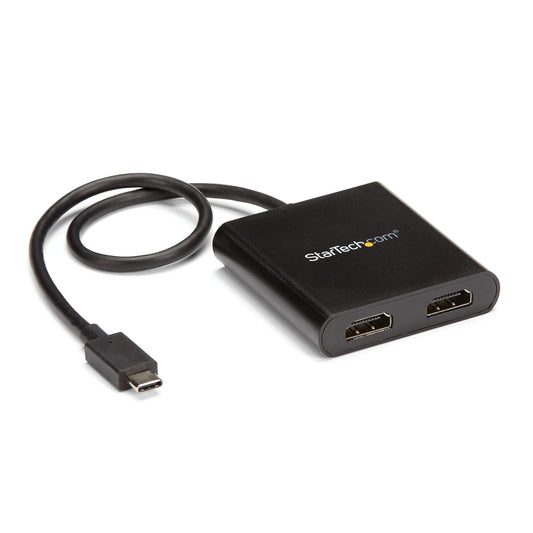 USB-C to Dual HDMI Adapter, USB Type-C Multi-Monitor MST Hub, Dual 4K 30Hz HDMI Laptop Display Extender / Splitter, HDR, Extra-Long Built-In Cable - Windows Only