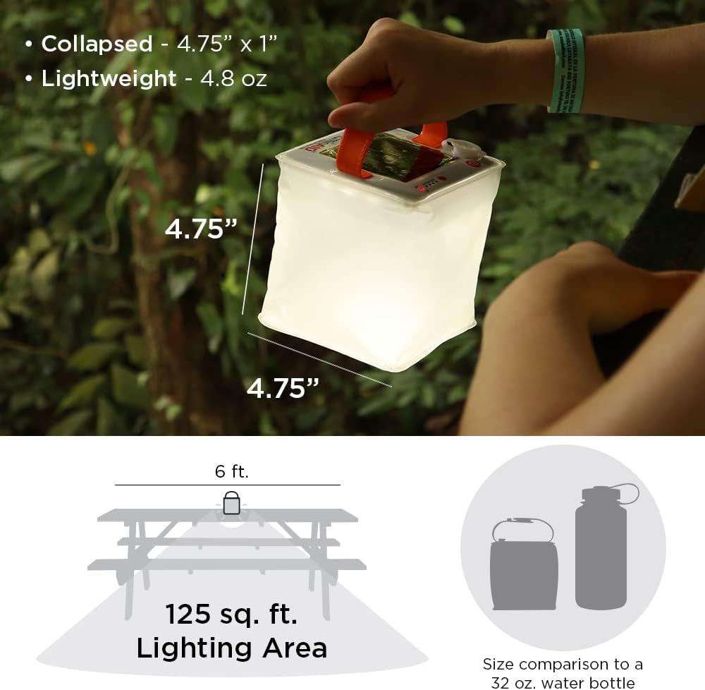 LuminAID PackLite Nova Solar Inflatable Lantern – USB Rechargeable Waterproof LED Light – Lightweight Collapsible Camping Emergency Lantern – 75 Lumens - PuriLite