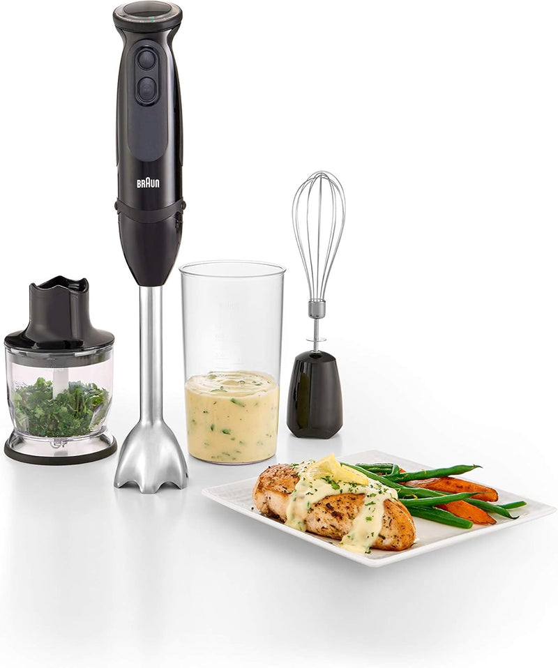 Braun MultiQuick 5 Vario Immersion Hand Blender - World's First Technology - Powerful 400 Watt Motor - Vario Speed - Includes Blending Wand, Beaker, Whisk and 1.5c Chopper, MQ5025BK, Black