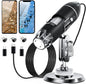 USB Digital Microscope Camera – 50x–1600x Handheld HD Inspection Microscope with Adjustable Stand, 8 LED Lights – Portable Microscope for iOS & Android - PuriLite