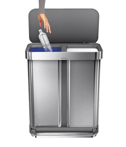 Simplehuman 58L Dual Compartment Step Can - PuriLite