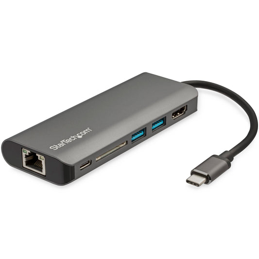 USB C Multiport Adapter - USB-C Travel Dock to 4K HDMI, 3x USB 3.0 Hub, SD/SDHC, GbE, 60W PD 3.0 Pass-Through - Portable USB-C Mini Docking Station USB Type-C/Thunderbolt 3