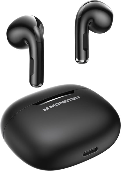 Monster N-Lite 208 Wireless Earbuds Bluetooth 5.4 Built-in Mic, Bluetooth Earbuds Touch Control, Headphones Bluetooth Wireless with 30H Playtime, Type-C Fast Charging, Clear Call for Running, Workout