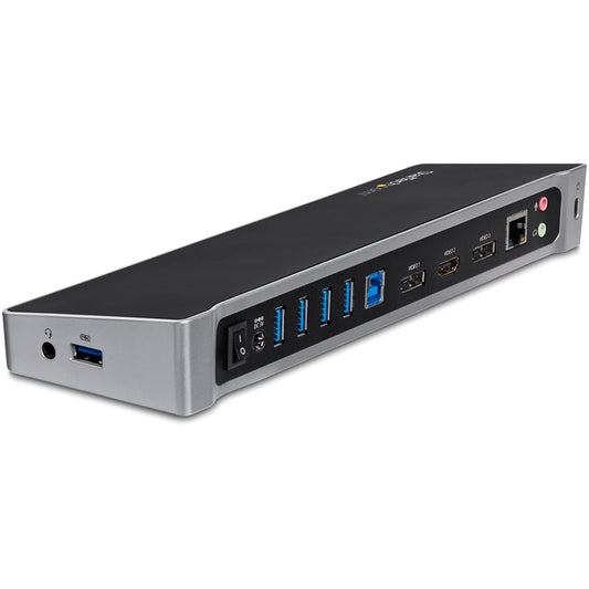 Triple Monitor USB 3.0 Docking Station with 2x 4K DisplayPort & HDMI - 5 Port USB-A Hub (1x Fast-Charge), 3.5mm Audio, GbE - USB Type A Universal Laptop Dock for MacOS / Windows - TAA - PuriLite