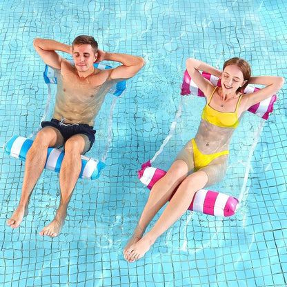 2 Pack Inflatable Pool Floats Hammock, Adults for Size Water Hammock Lounger, Multi-Purpose 4-in-1 Swimming Water Floating Rafts