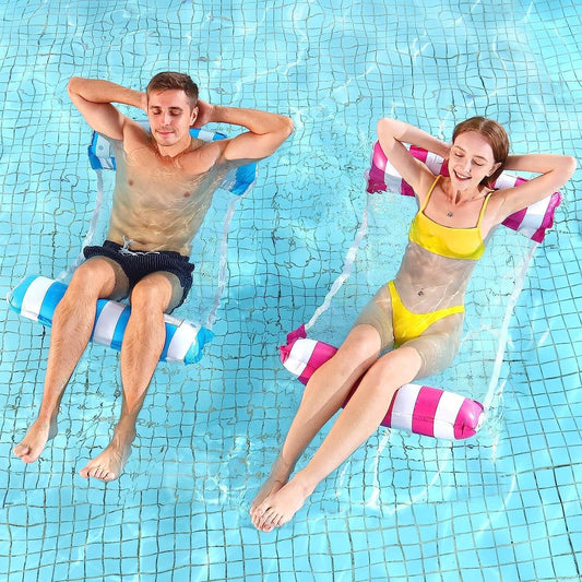 2 Pack Inflatable Pool Floats Hammock, Adults for Size Water Hammock Lounger, Multi-Purpose 4-in-1 Swimming Water Floating Rafts