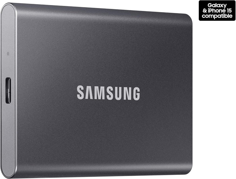 SAMSUNG T7 1TB, Portable SSD, Grey, up to 1050MB/s, USB 3.2 Gen2, Gaming, Students & Professionals, External Solid State Drive (MU-PC1T0T/AM), Grey [Canada Version]