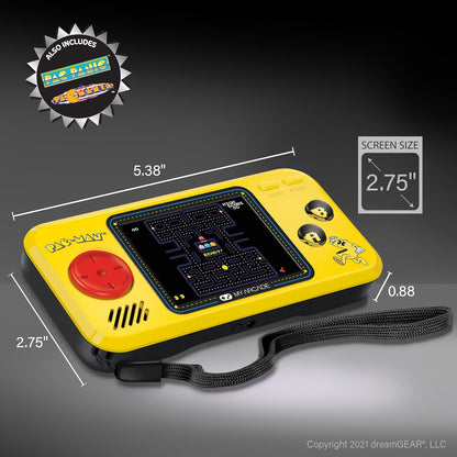 My Arcade Pac-Man Pocket Player Handheld Game Console – 3 Built-In Games (Pac-Man, PAC-Panic, PAC-Mania), 2.75” Full-Color Display, Retro Collectible with Speaker & Headphone Jack - PuriLite